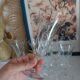 Old engraved crystal champagne flutes