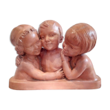 Bust trio of children terracotta of Sorgel