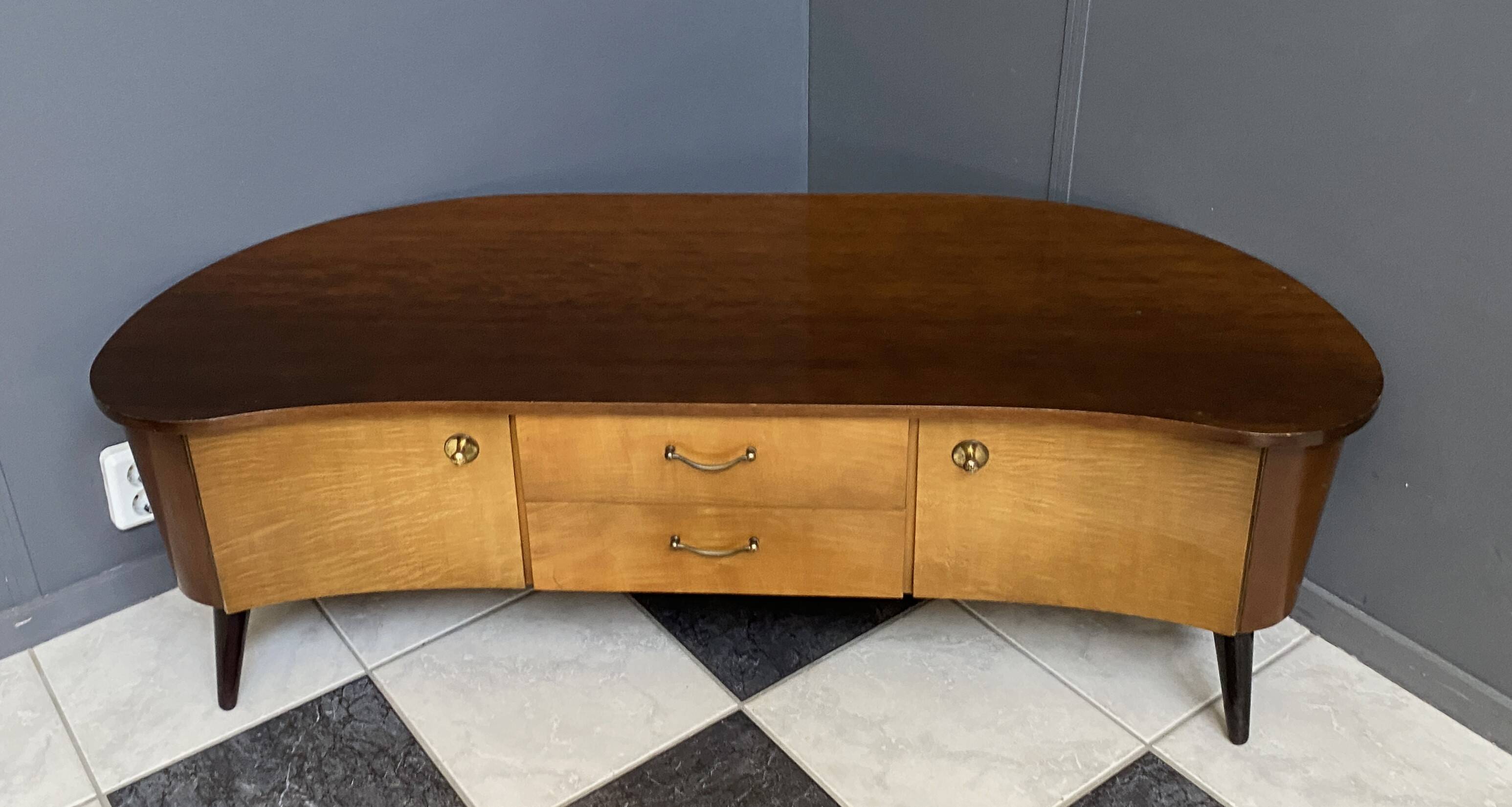 1960s kidney-shaped sideboard in two-tone wood