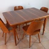 Extension table in Walnut Cesky Nabytek, Vintage Czech 1950 s