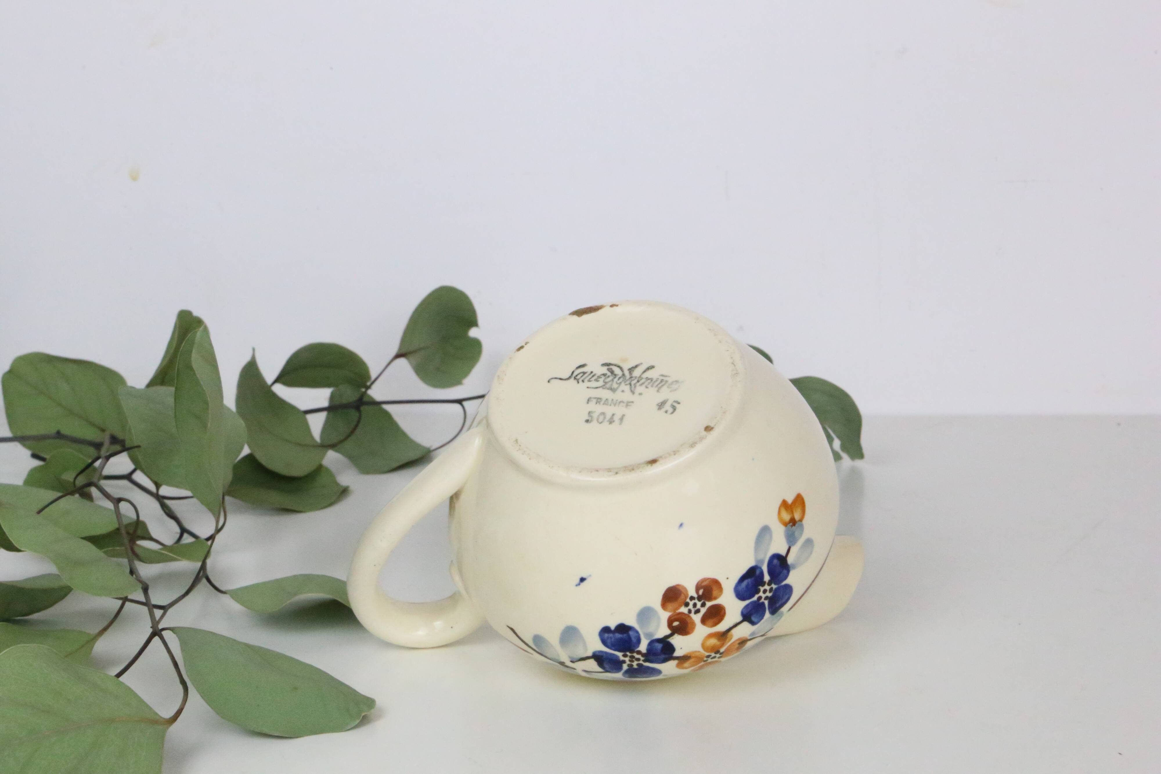 Saucière Sarreguemines - vintage français - petit pot faïence