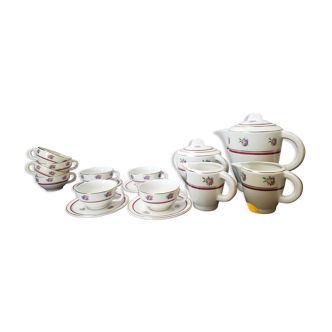 Tea service or coffee in feent signed Moulin des Loups 8 cups and 4 cups