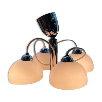 Italian chandelier in opaline and plexiglass 70's