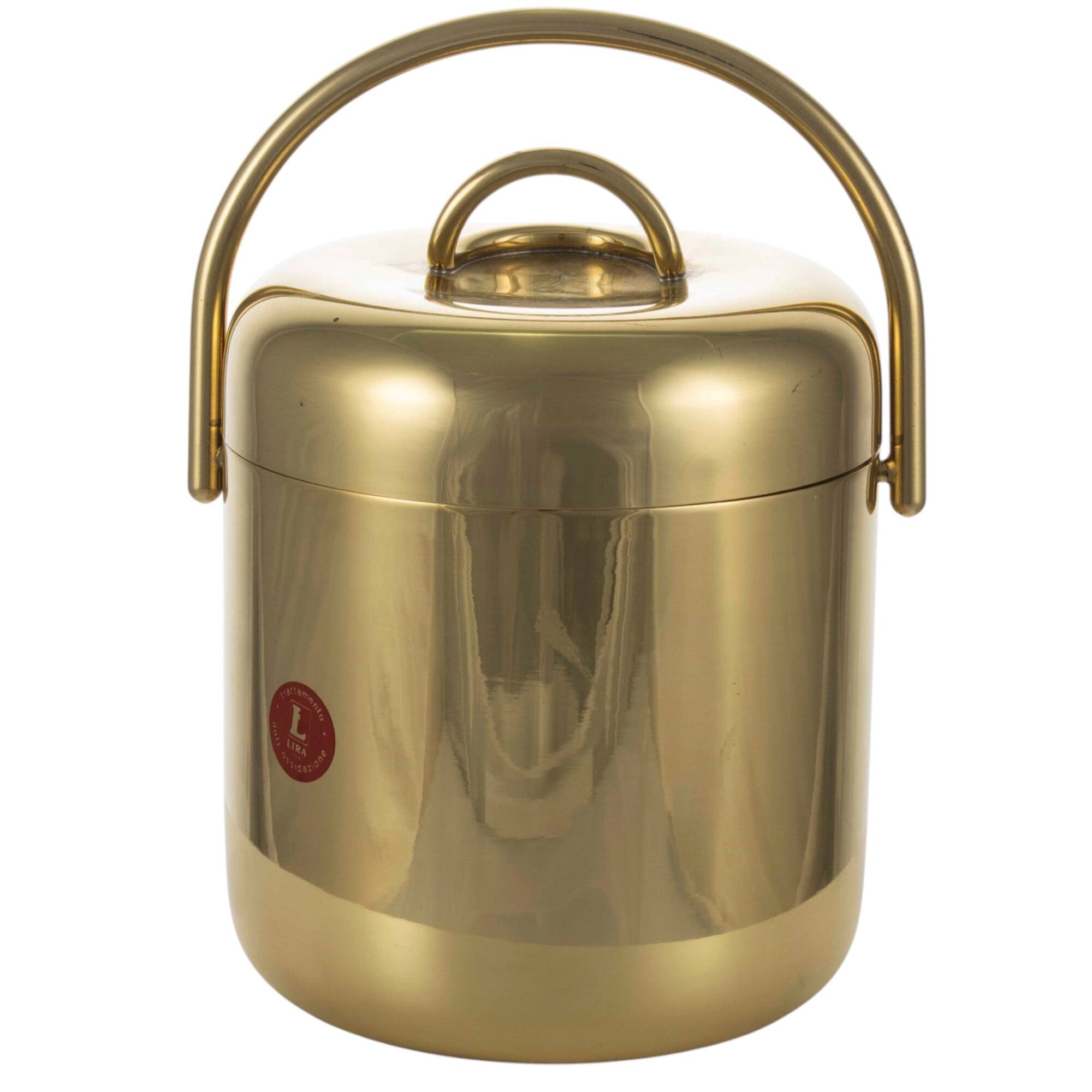 Hollywood regency gold Ice Bucket, Lira Italy ca. 1980s