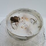 Portuguese mid century clear bubble glass bathroom flush mount light fixture lamp 1970s