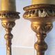 Pair of ancient carved gilded wood candlesticks - 18th century
