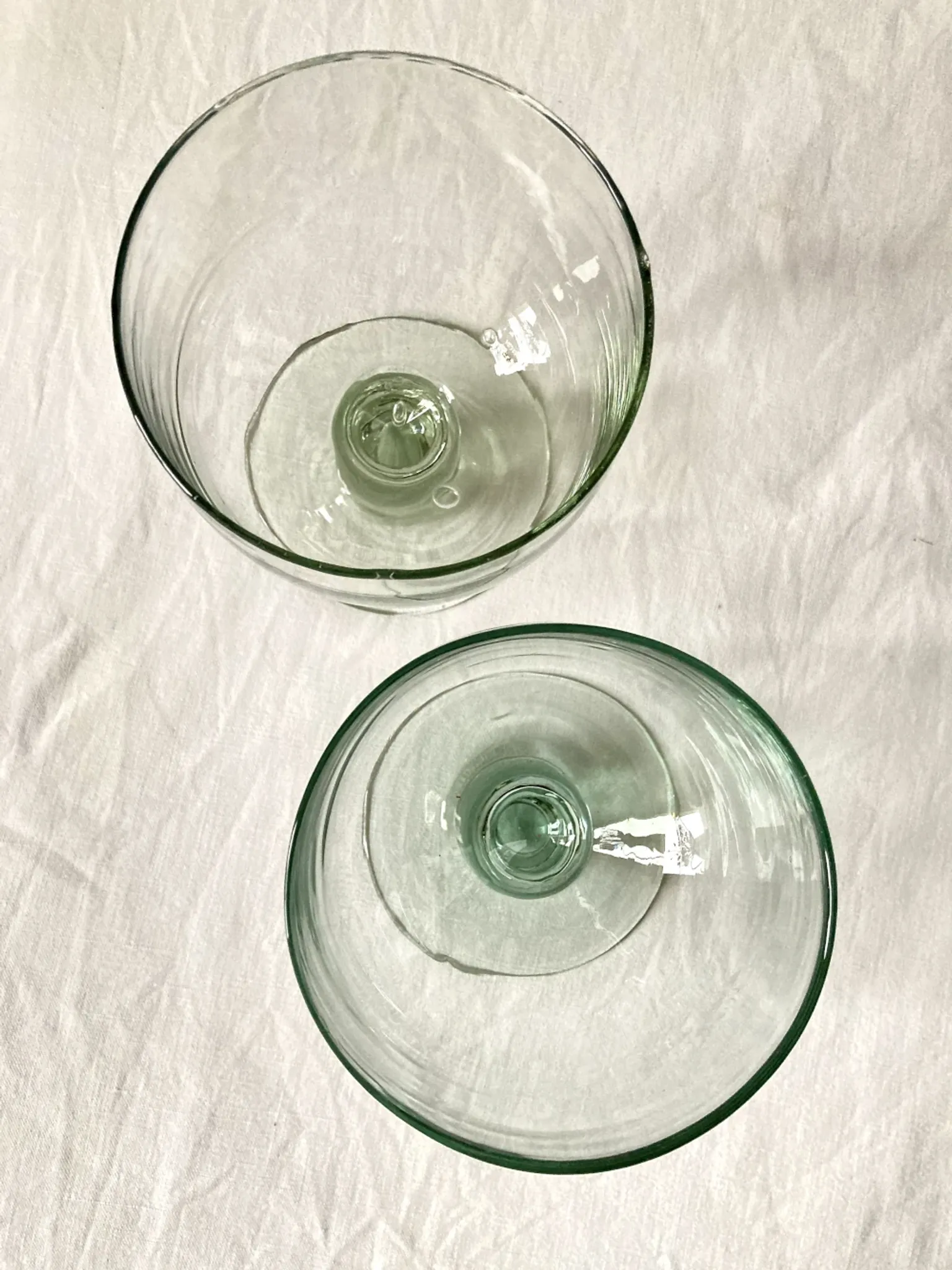 Pair of hand-blown glass goblets