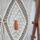 Magazine holder macramé cotton and vintage wood 70s