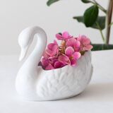 Antique porcelain white swan pot cover