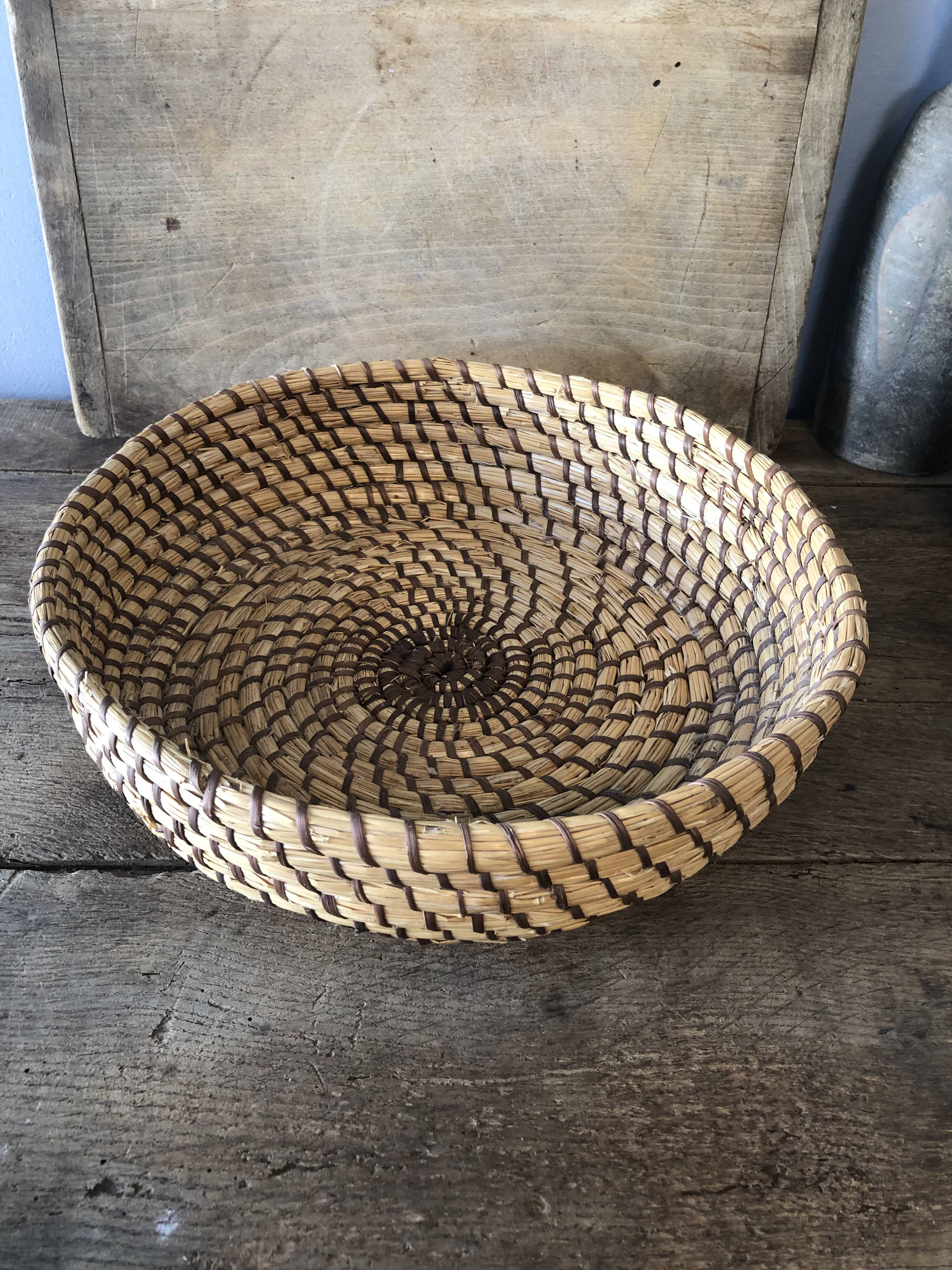 Straw and wicker basket