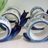 Set of 6 rounds of blue ceramic snail towel