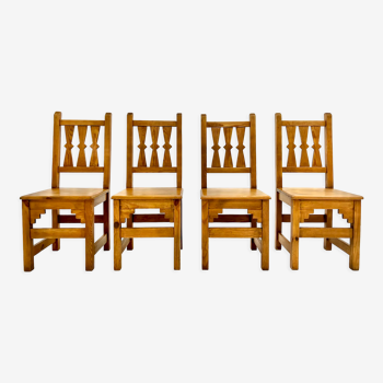 Lot de 4 chaises en bois vintage