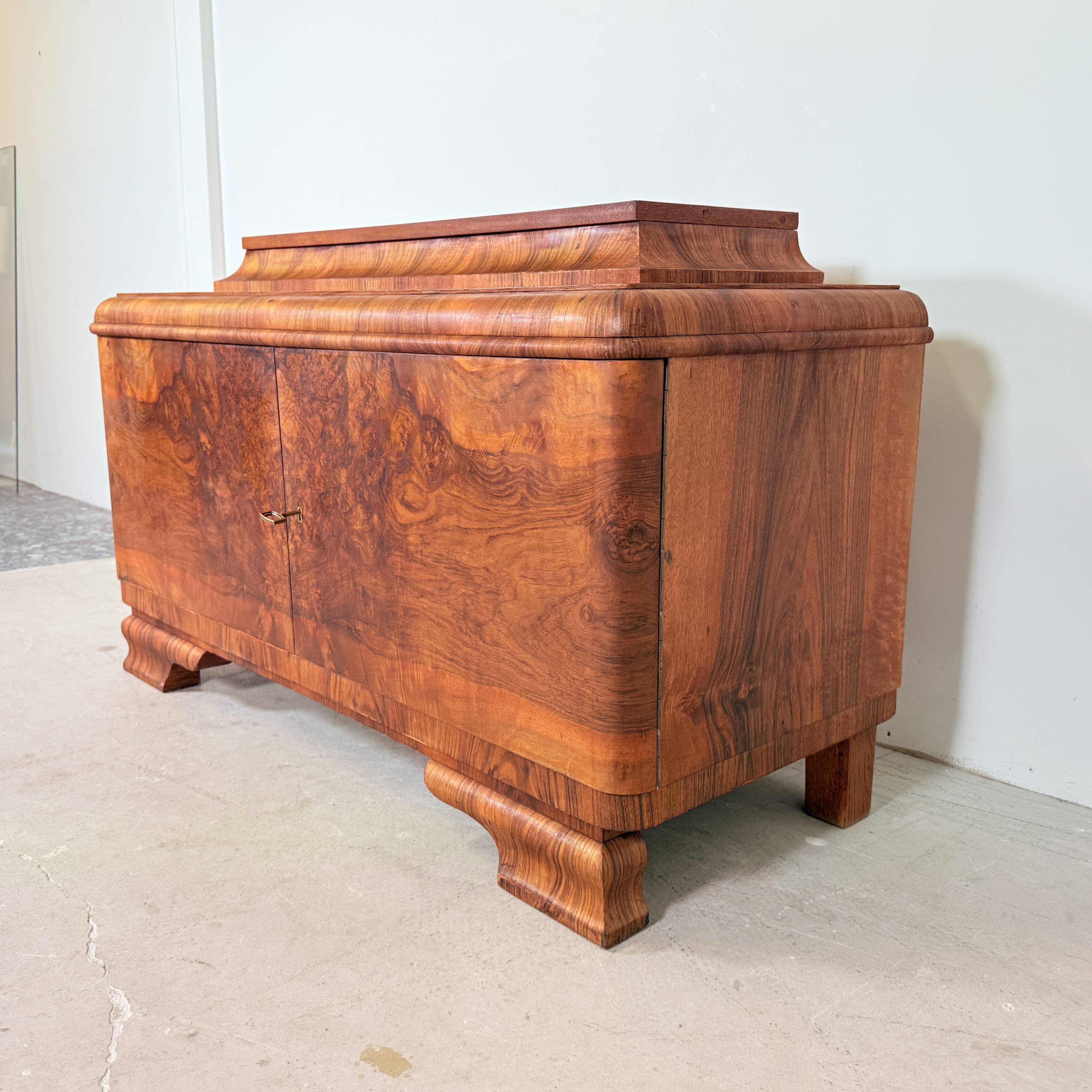 Vintage Art Deco-style walnut cabinet