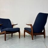 Fauteuils lounge danois en teck, style moderniste du milieu du XXe siècle, années 1960, lot de 2