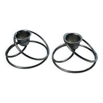 ✨Pair of designer silver metal candlesticks - Hallmarked DPR ✨