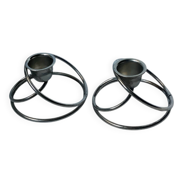 ✨Pair of designer silver metal candlesticks - Hallmarked DPR ✨