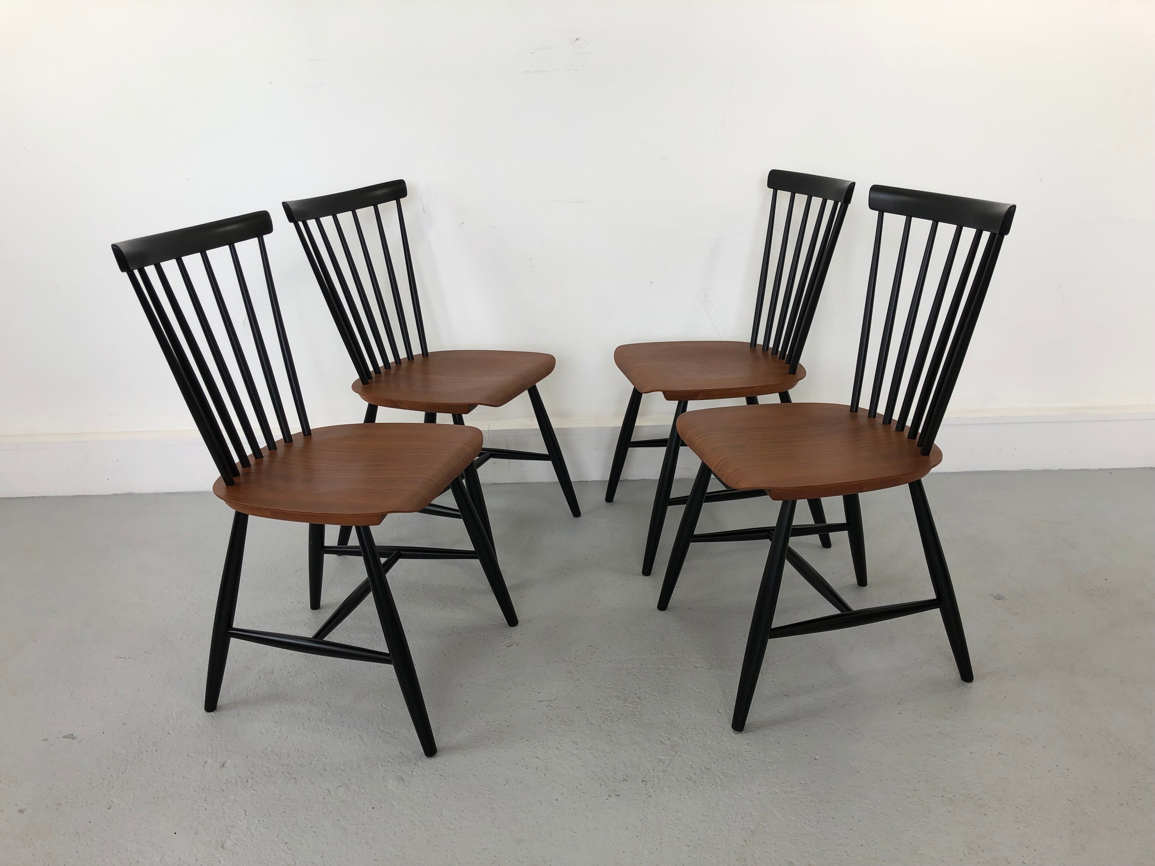 Swedish Teak Chairs by S. E. Fryklund for Hagafors, 1960s, Set of 4