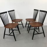 Swedish Teak Chairs by S. E. Fryklund for Hagafors, 1960s, Set of 4