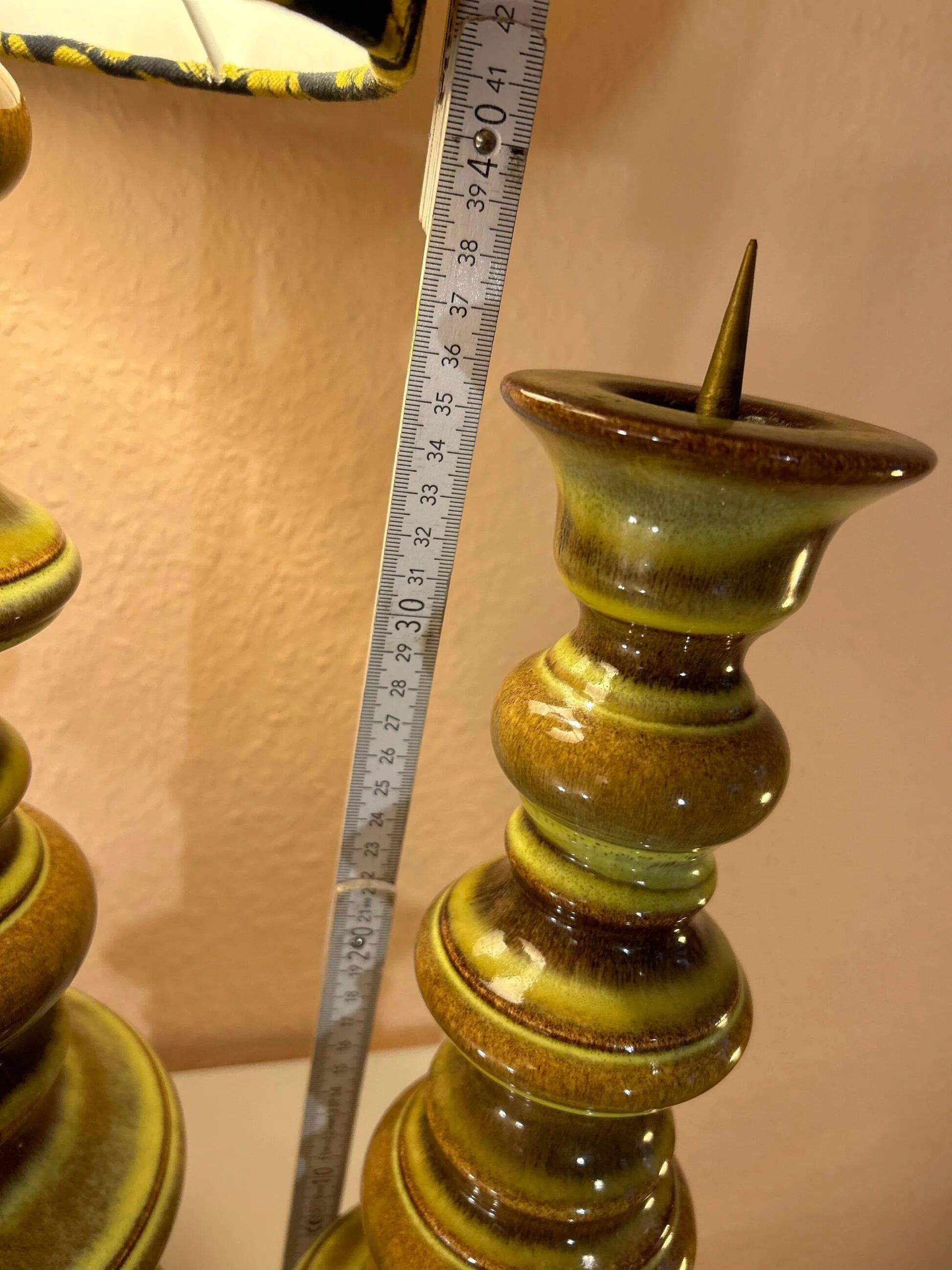 Lampe Fat Lava en forme de pagode Space Age avec glaçure verte dégradée