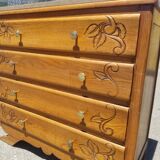 Old Art Deco chest of drawers 4 drawers and marble top
