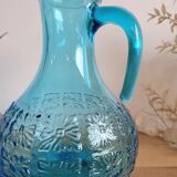 Blue molded glass decanter