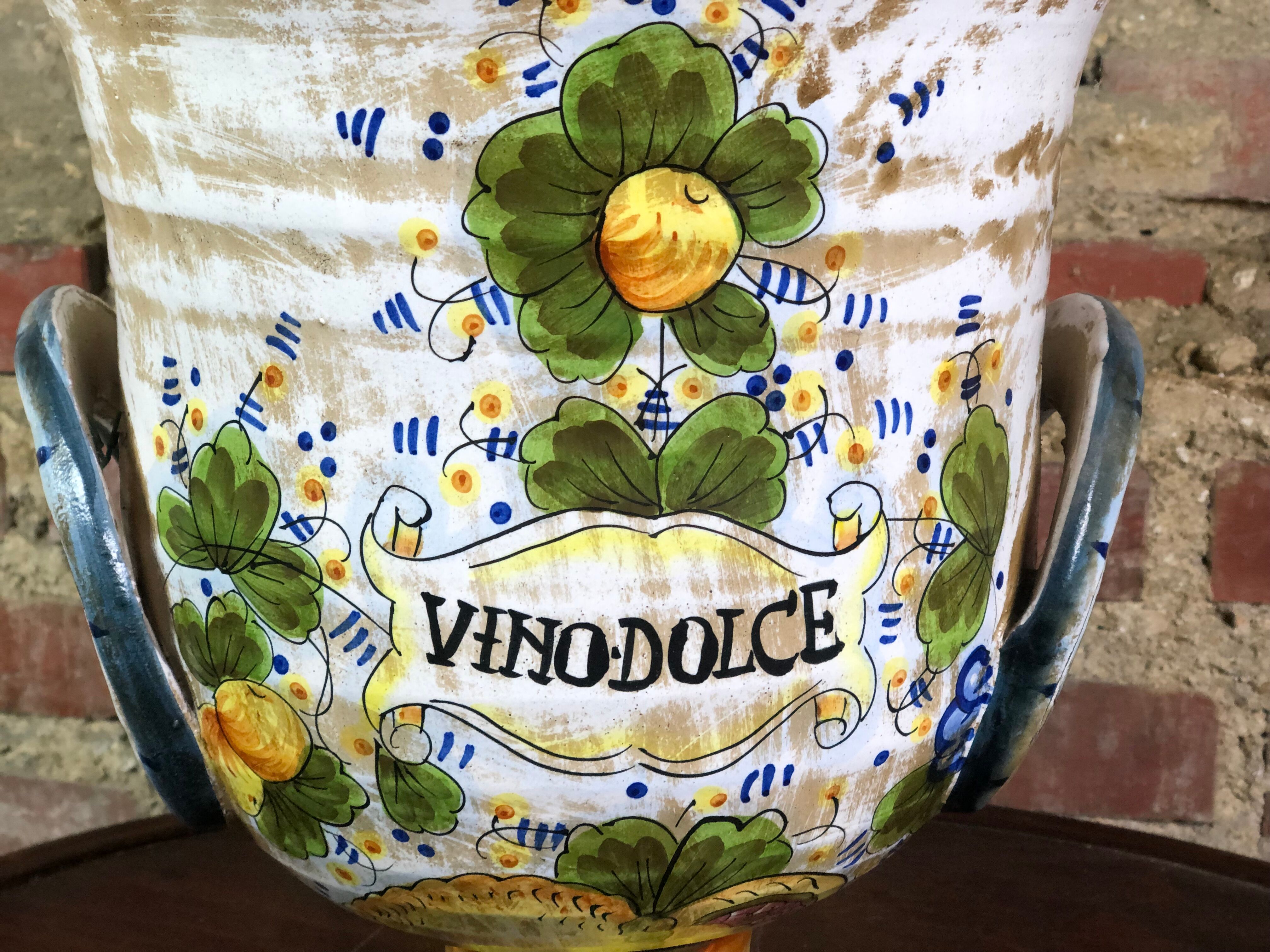 Vintage Medici style ceramic vase "Vino Dolce"
