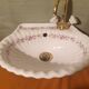 Small vintage sink paris porcelain les bains decorated with peach blossoms