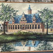 Painting monument architecture netherlands signed by Willem Heytman vintage