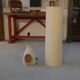 Accolay style lamp with tall beige shade, 1960s