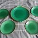 Dessert or cheese set, dish and 4 plates, Saint Clément green and gold