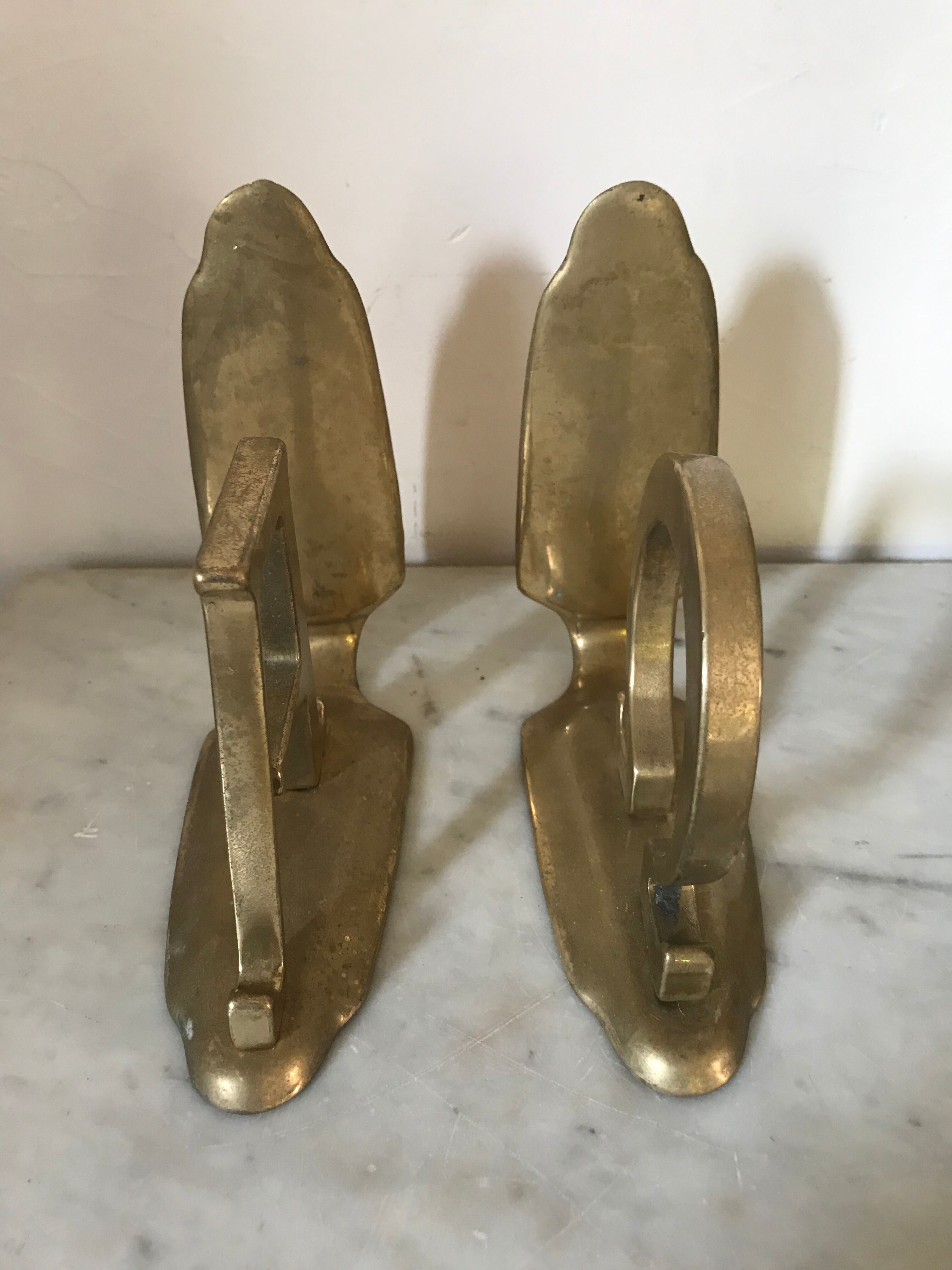 Pair of vintage brass bookends