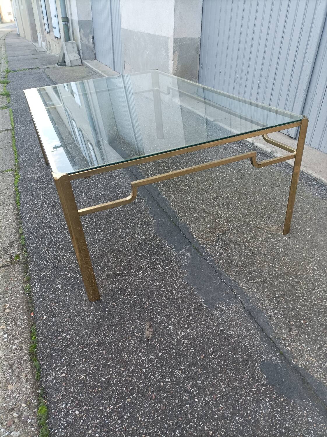 Bronze and glass coffee table