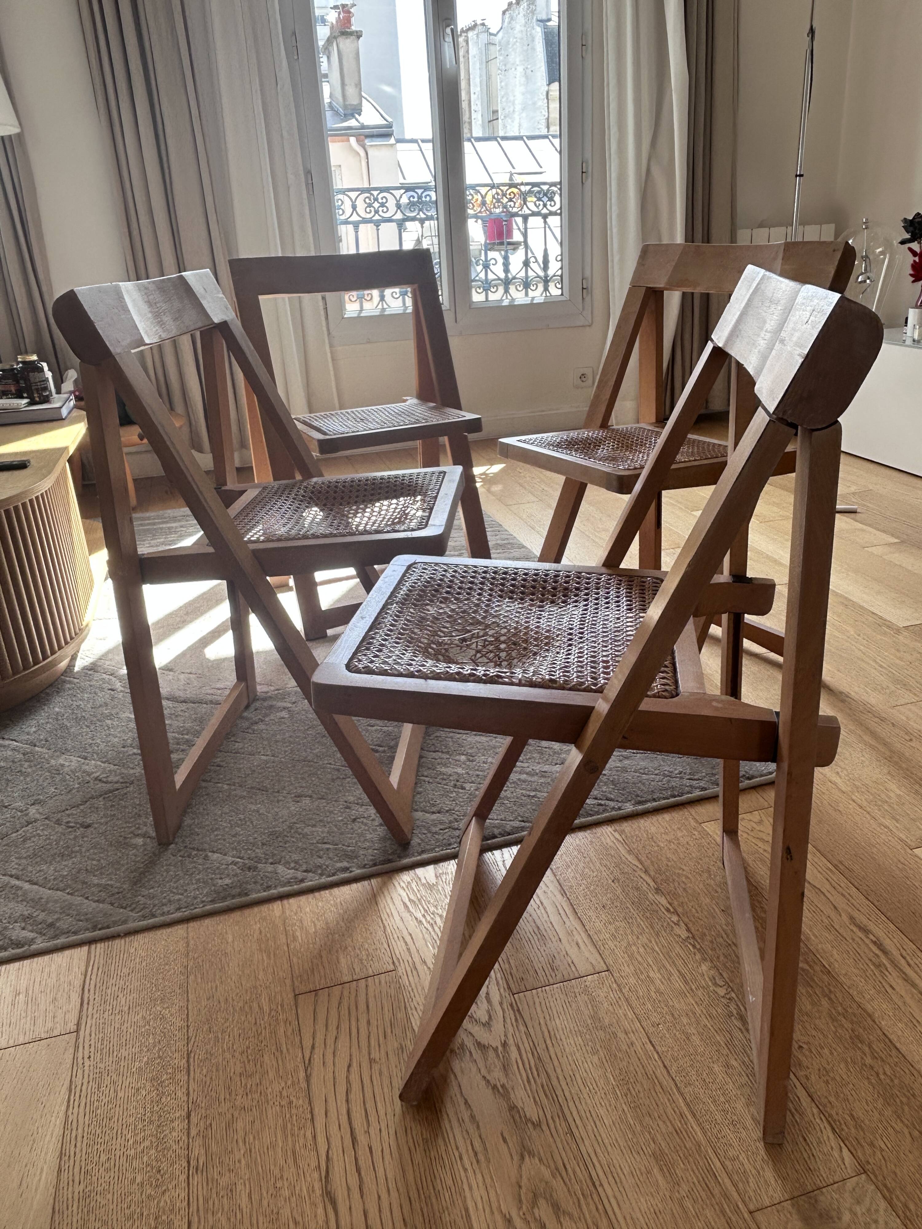 Chaise pliante bois et cannage Jacober