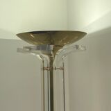 Plexiglass and brass floor lamp. 1970. Italy.