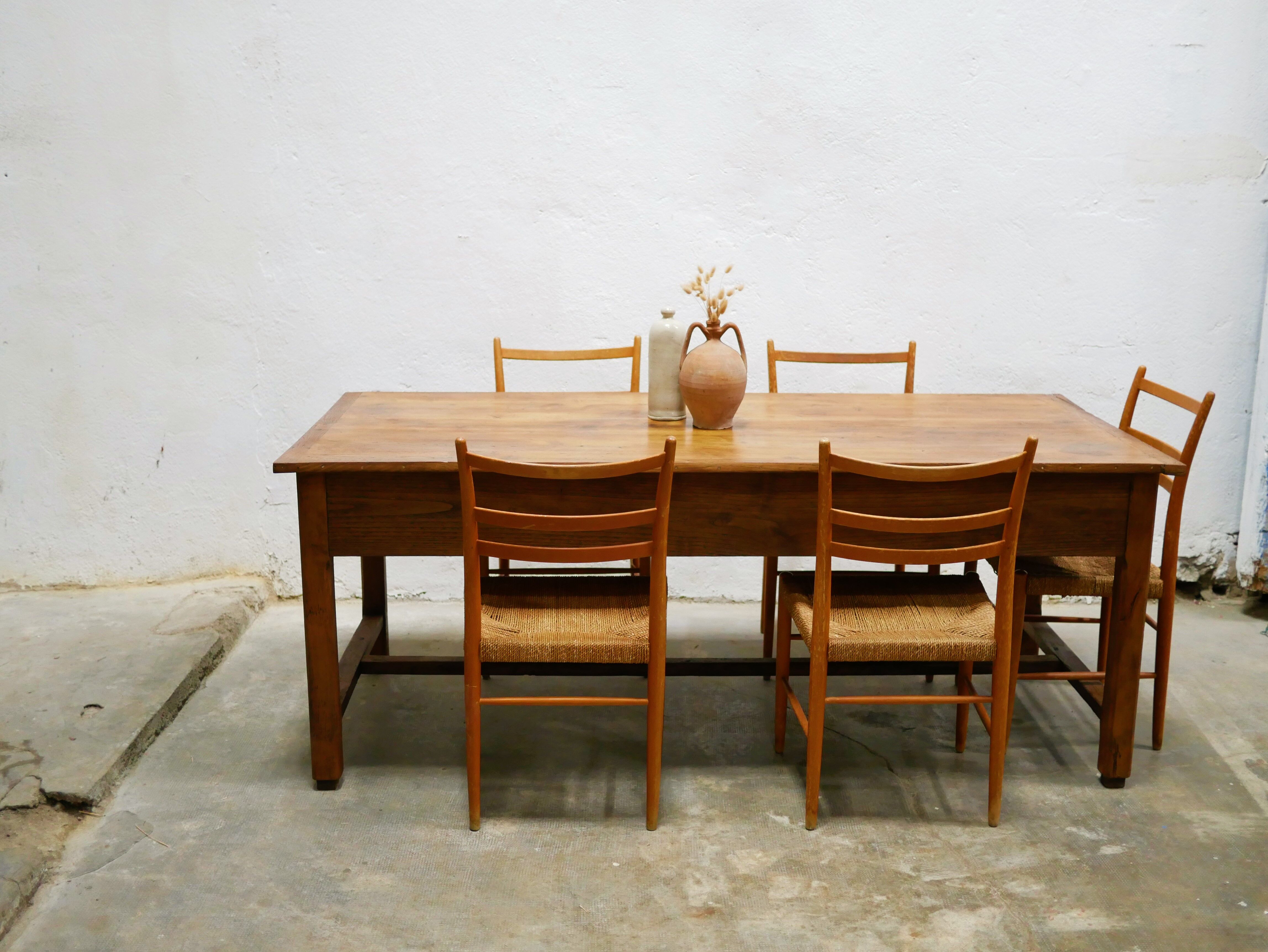 Vintage wooden farmhouse dining table