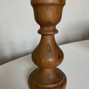 Pair of turned wooden baluster candlesticks, Scandinavian 1970s.