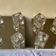 Lot of 2 wall appliques 4 chrome metal lights - moulded glass