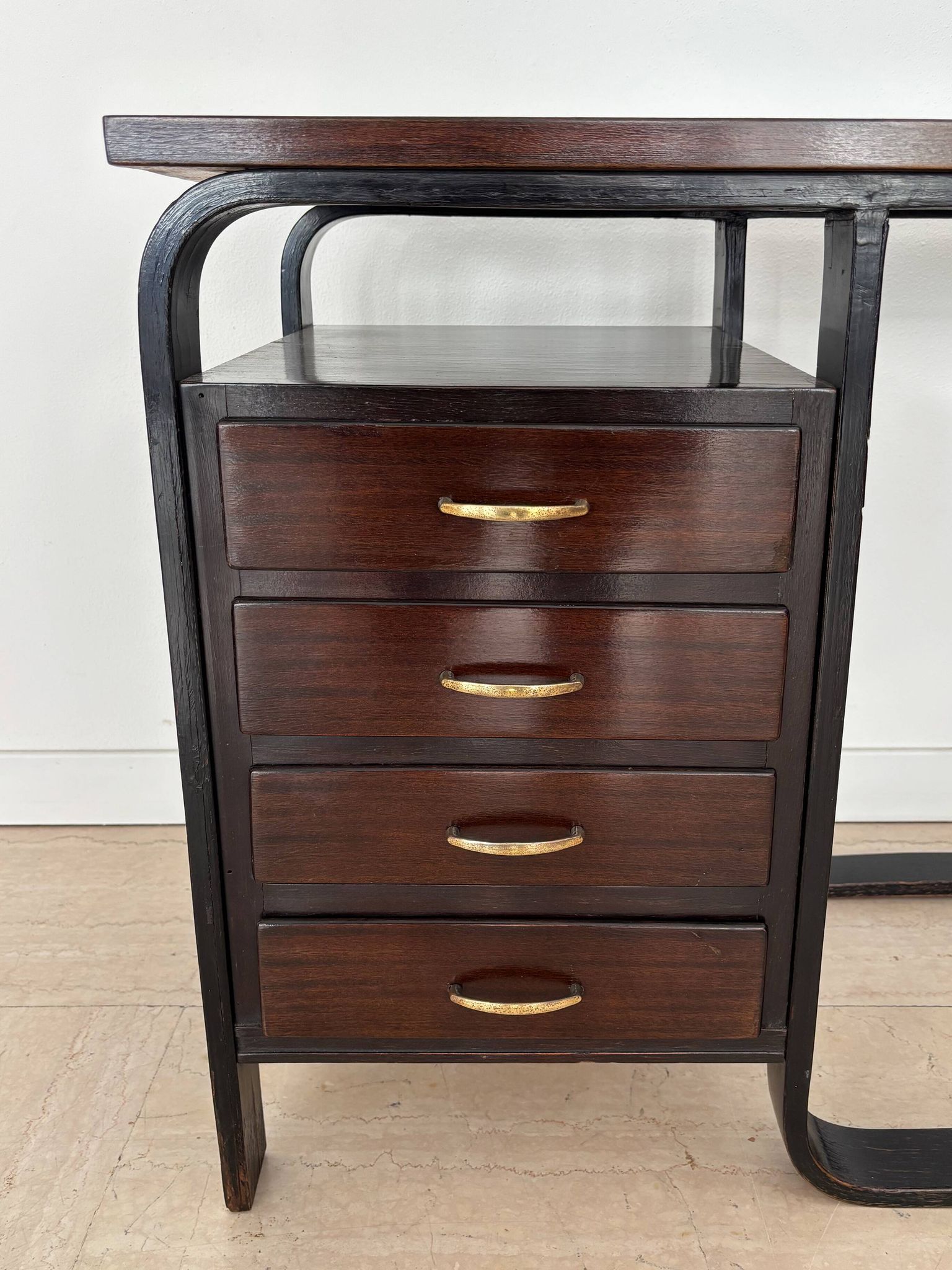 Giuseppe Pagano Pogatschnig Italian Dark Wood Desk for Gino Maggioni, 1940s