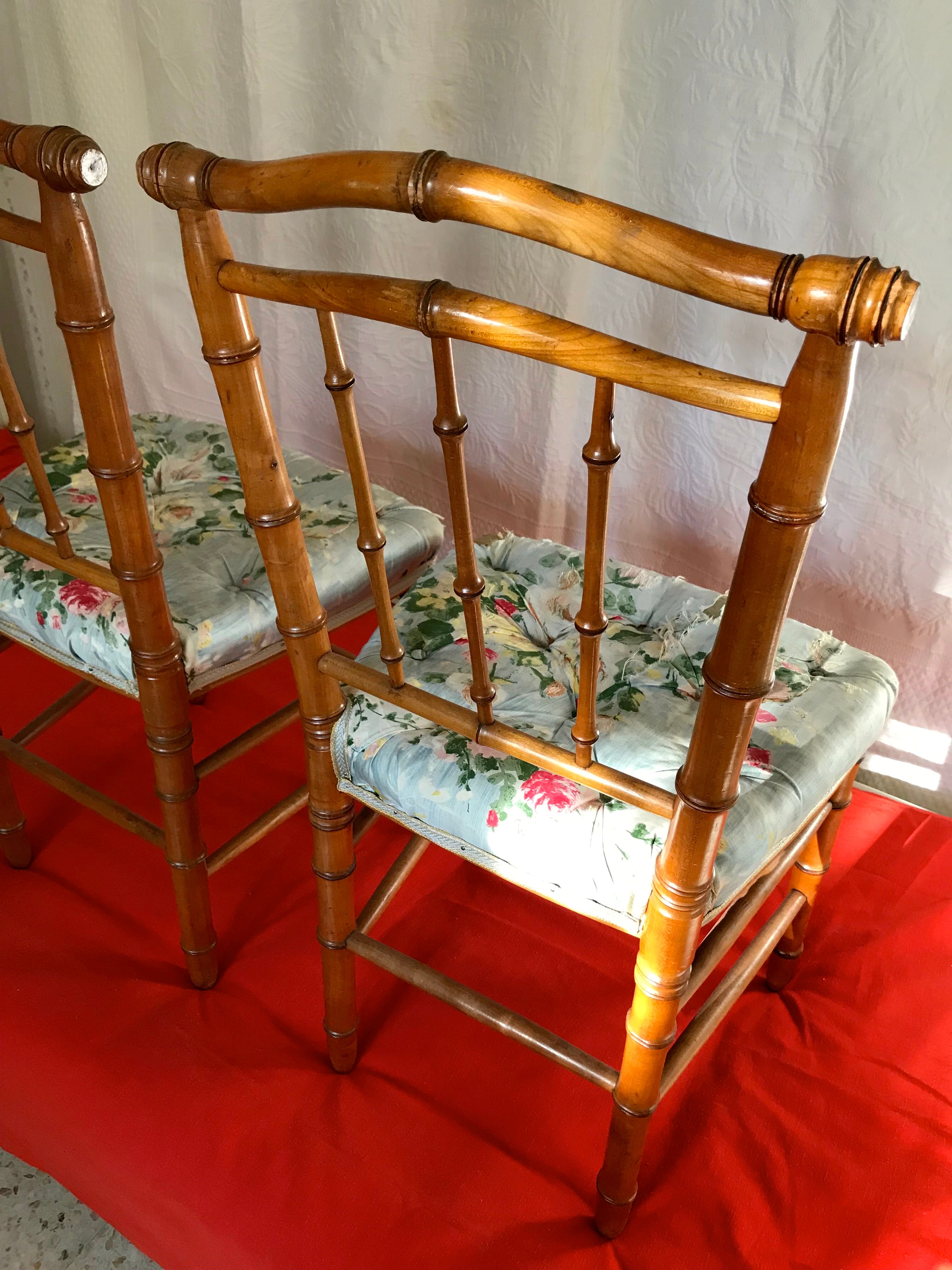 Pair of chairs bamboo collection Napoleon III