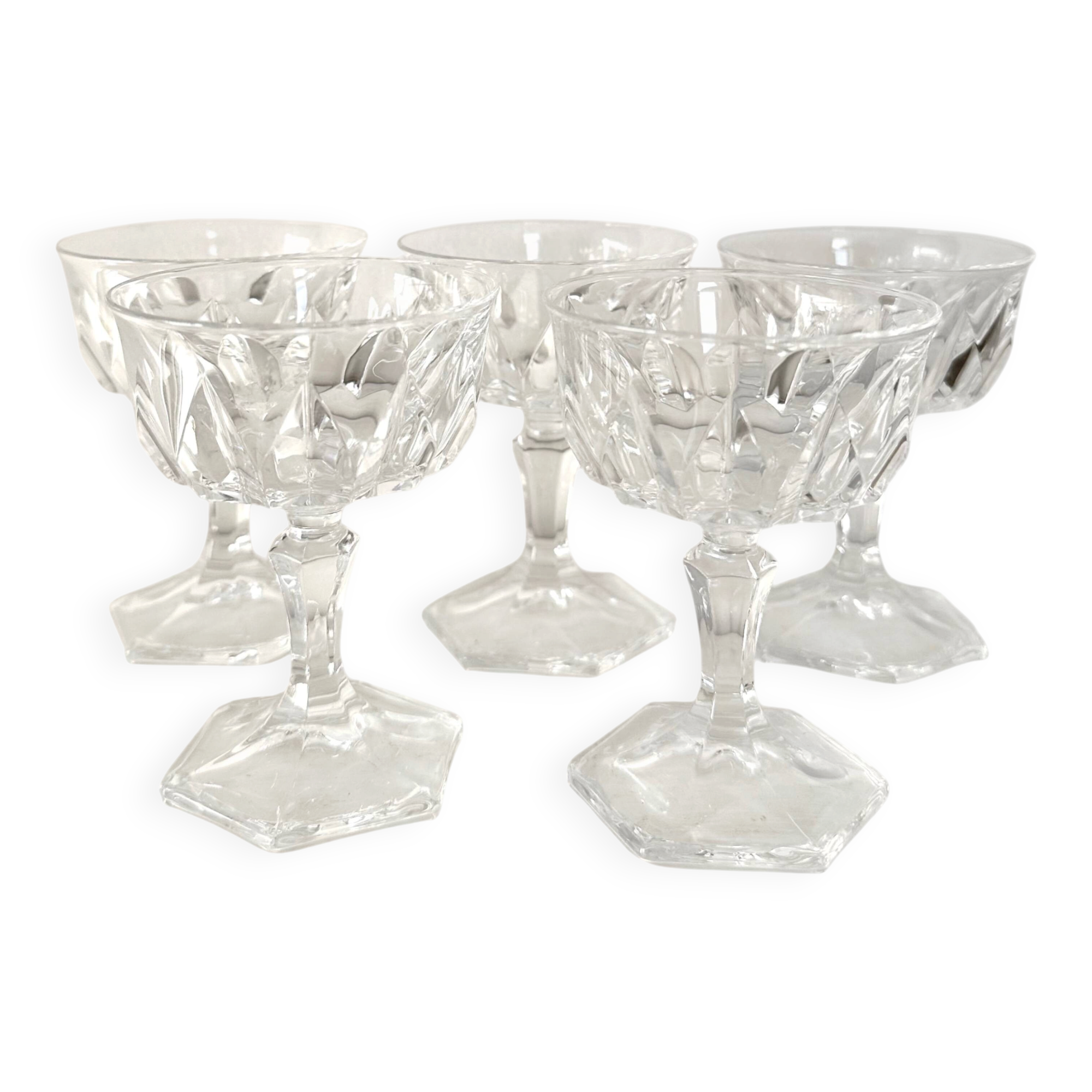 Set of 5 glass liqueur glasses
