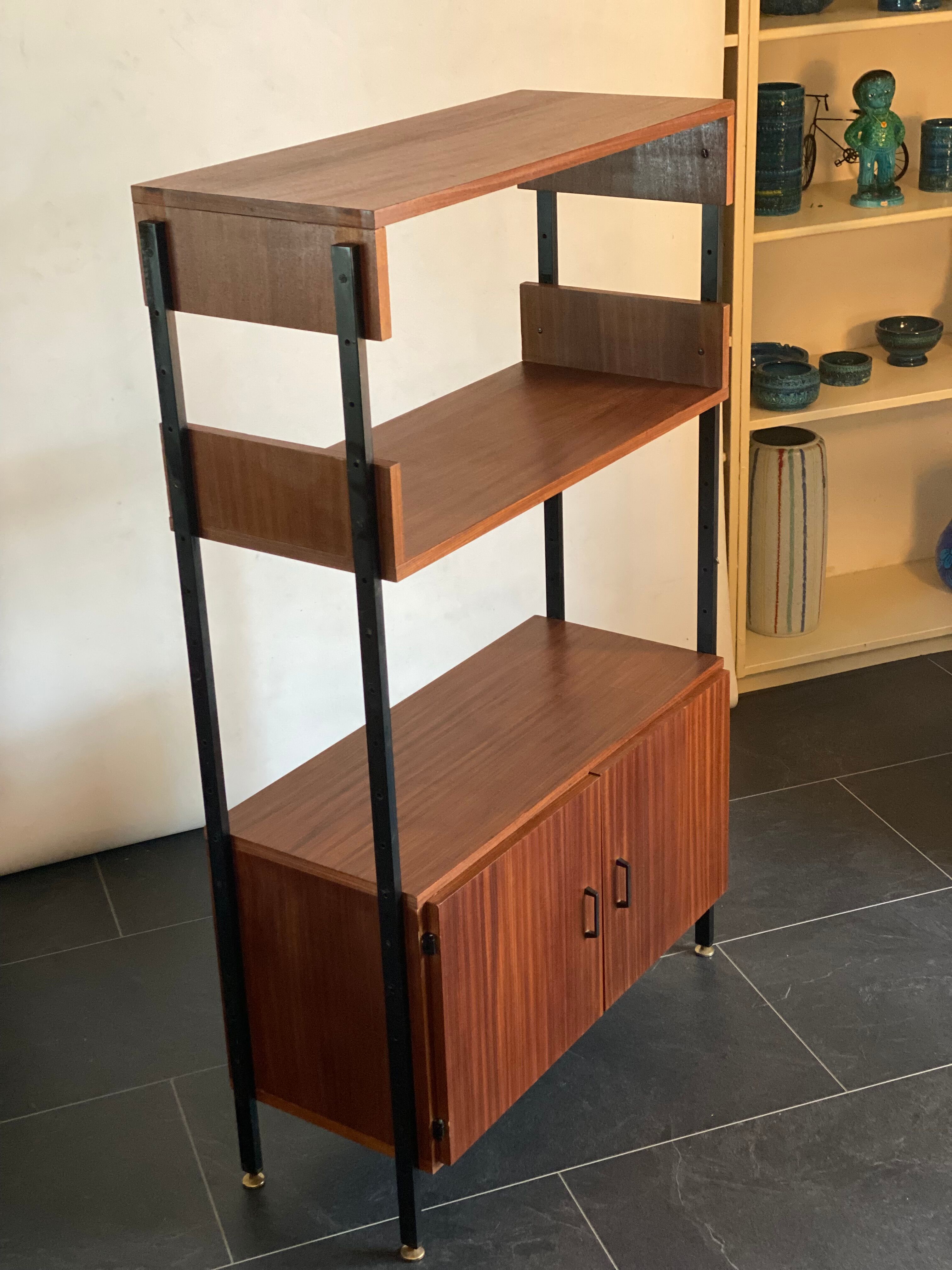 Vintage Teak and Metal Wall Unit