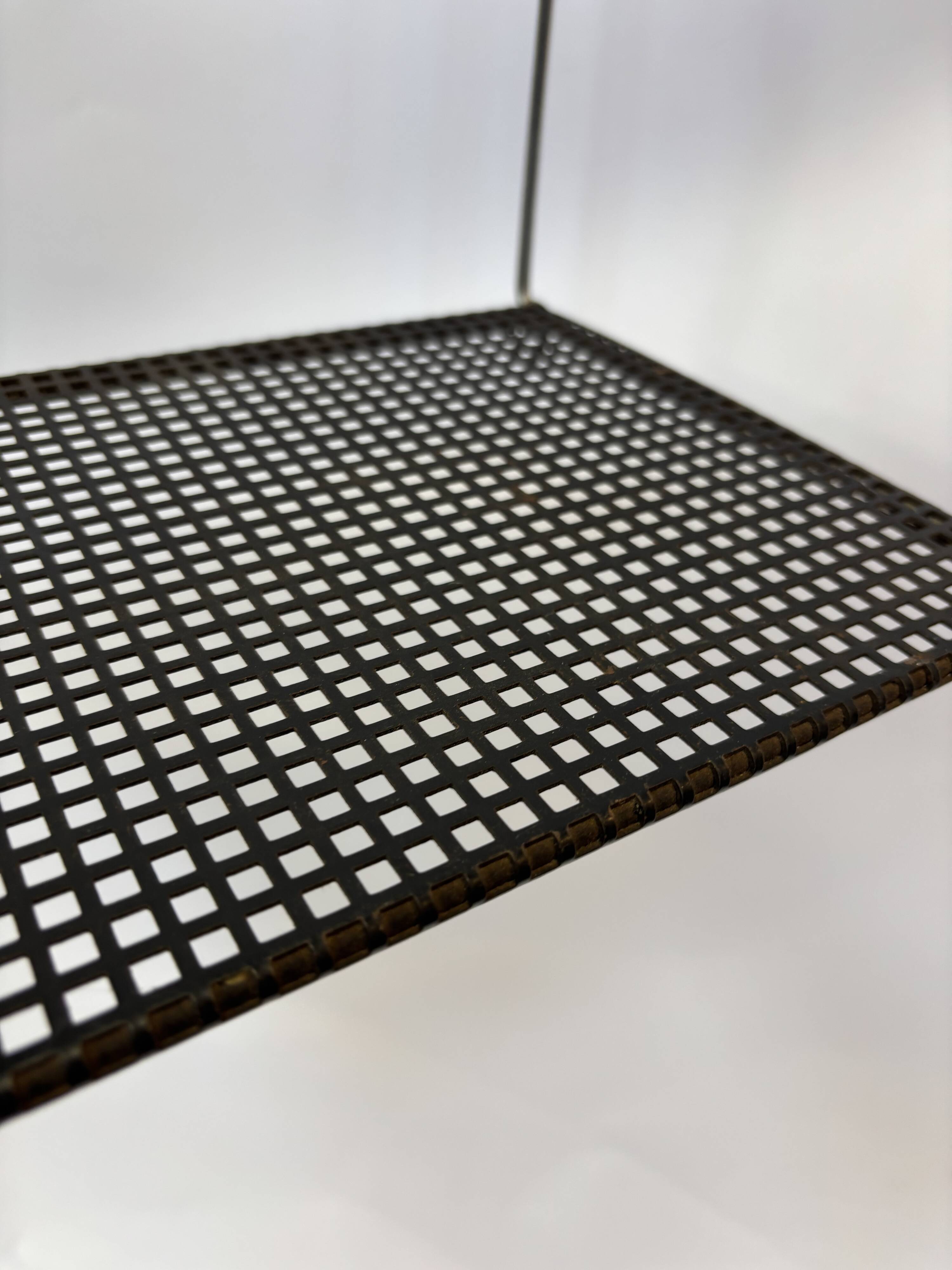 Vintage Wall rack Pilastro by Tjerk Reijenga black perforated 1960