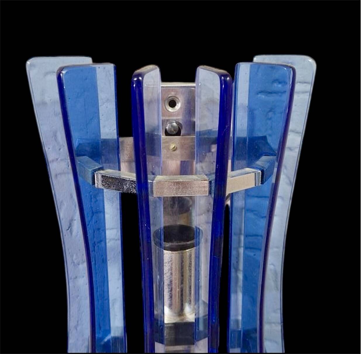 Veca wall lights blue glass chrome structure space age, 1960s