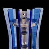 Veca appliques verre bleu structure chrome space âge , 1960s