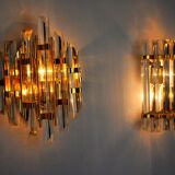 Duo of venini wall lamps, Murano, cut glass, Italy, 1970