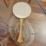 Brass hand mirror with magnifying back