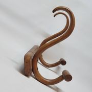 Double Patère bistrot Porte Manteau en bois courbé début XXème