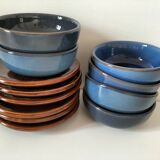 Vintage blue bowl mix & match set – country breakfast spirit