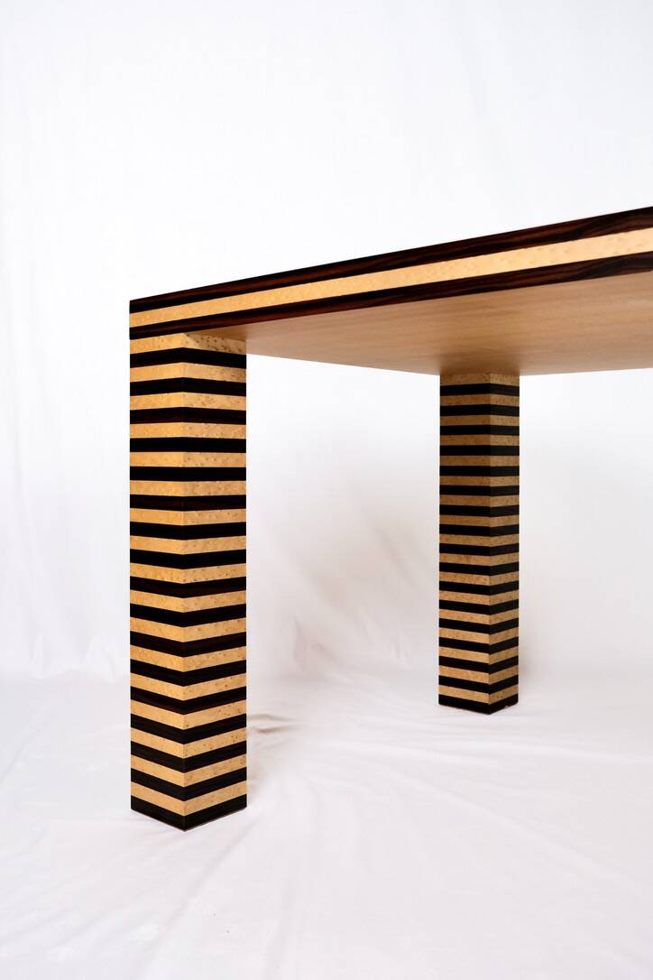 Memphis style dining table, wood, Italy
