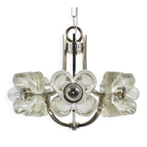 Lustre Suspension Fleur en Verre de Cristal Style Kalmar par Sische, Allemagne, Années 1970